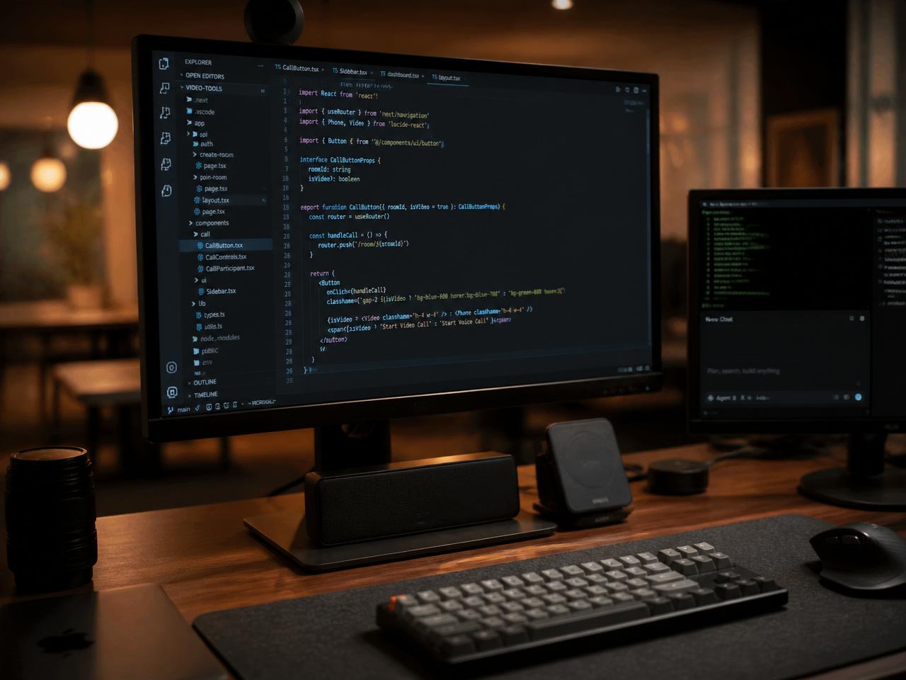 Dev station · TypeScript, React & AI prompts